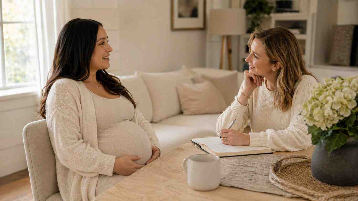 Surrogate and intended parent discussing healthy boundaries during their surrogacy journey