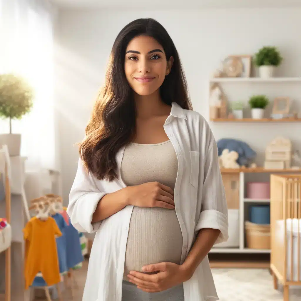 Image of a happy surrogate going through surrogacy in california.